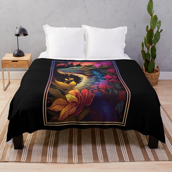 Artikelvorschau, Dragon Vibrant Tropical Flower Tall Digital Oil Painting Portrait 4 entworfen und verkauft von arthouseflunky.