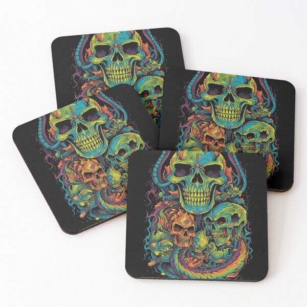 Item preview, Neon Flaming Skulls and Dragon Tails designed and sold by artbybrado.