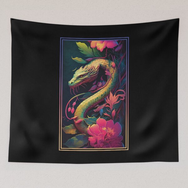 Item preview, Dragon Vibrant Tropical Flower Tall Digital Oil Painting Portrait 5 designed and sold by arthouseflunky.