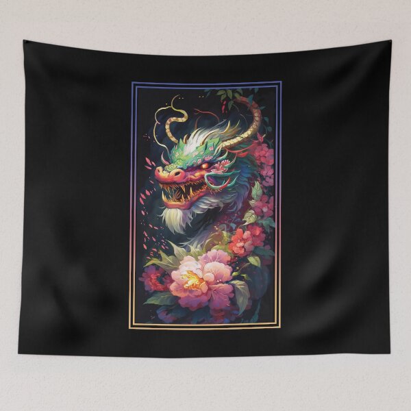 Item preview, Dragon Vibrant Tropical Flower Tall Digital Oil Painting Portrait 6 designed and sold by arthouseflunky.