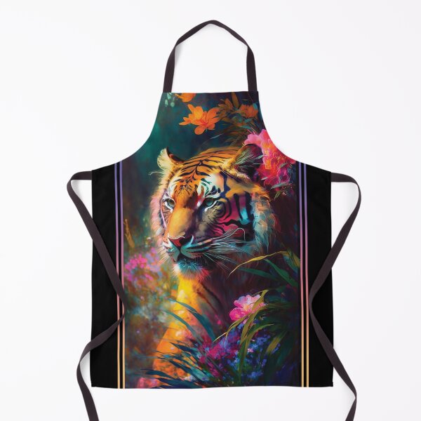 Item preview, Tiger Vibrant Tropical Flower Tall Digital Oil Painting Portrait designed and sold by arthouseflunky.