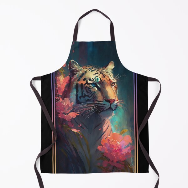 Item preview, Tiger Vibrant Tropical Flower Tall Digital Oil Painting Portrait 2 designed and sold by arthouseflunky.