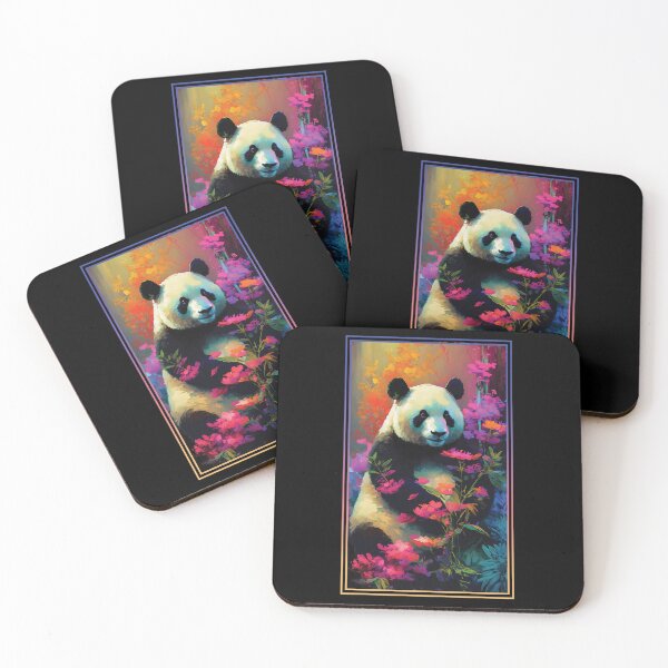 Item preview, Panda Vibrant Tropical Flower Tall Digital Oil Painting Portrait  designed and sold by arthouseflunky.