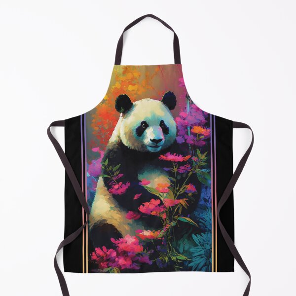 Item preview, Panda Vibrant Tropical Flower Tall Digital Oil Painting Portrait designed and sold by arthouseflunky.