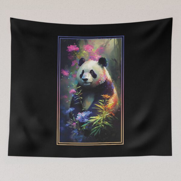 Item preview, Panda Vibrant Tropical Flower Tall Digital Oil Painting Portrait 2  designed and sold by arthouseflunky.