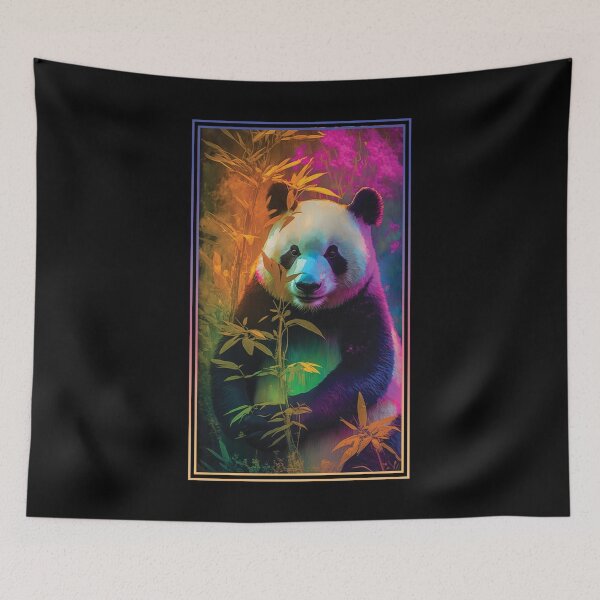 Item preview, Panda Vibrant Tropical Flower Tall Digital Oil Painting Portrait 3 designed and sold by arthouseflunky.