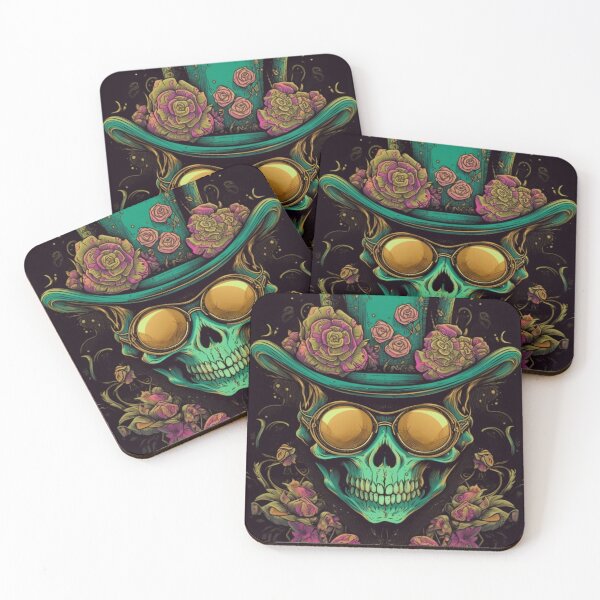 Item preview, Whimsical Psychedelic Skull Madhatter Skeleton Art Graphic Design V.33 designed and sold by Pexelpanoramas.