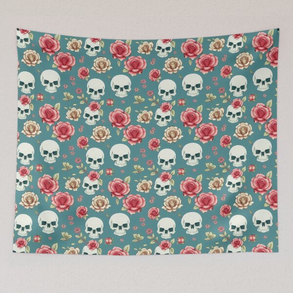 Item preview, Skulls and Flowers Pattern designed and sold by Verbotenn.