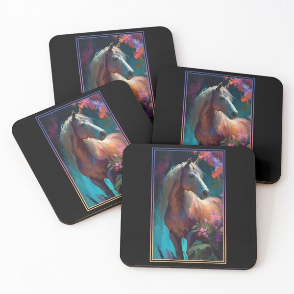 Item preview, Horse Vibrant Tropical Flower Tall Digital Oil Painting Portrait  designed and sold by arthouseflunky.