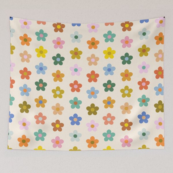 Item preview, Hippie boho flowers. Groovy pastel flower pattern designed and sold by Alika's  Garden.