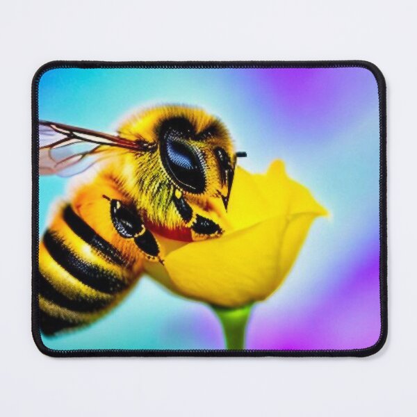 Item preview, Ilustración vívida de una abeja en una flor rosa en colores brillantes designed and sold by M-Lin.