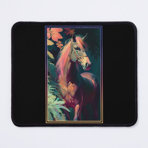 Item preview, Horse Vibrant Tropical Flower Tall Digital Oil Painting Portrait 2 designed and sold by arthouseflunky.