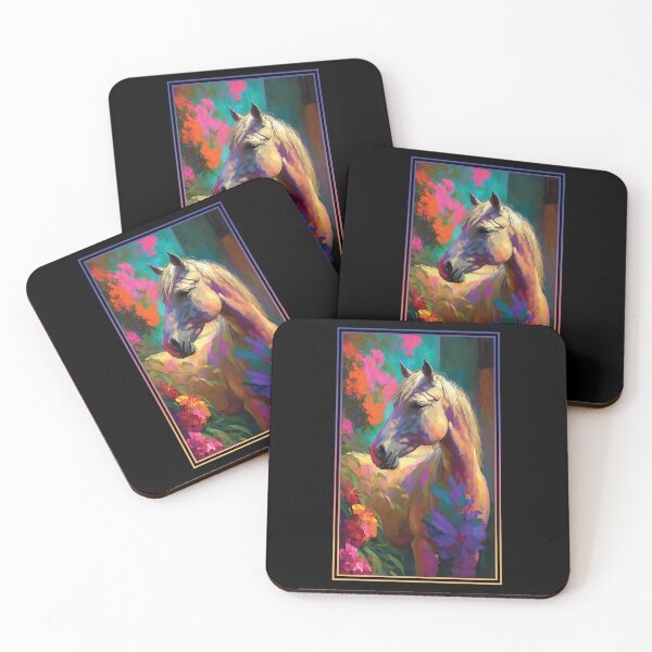 Item preview, Horse Vibrant Tropical Flower Tall Digital Oil Painting Portrait 3 designed and sold by arthouseflunky.