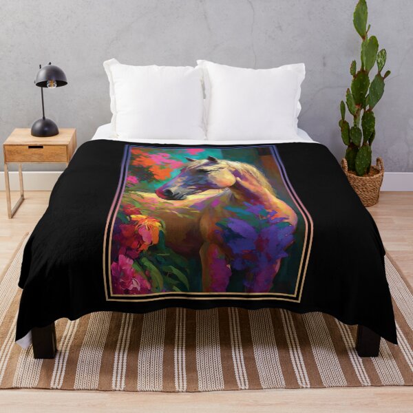 Item preview, Horse Vibrant Tropical Flower Tall Digital Oil Painting Portrait 3 designed and sold by arthouseflunky.