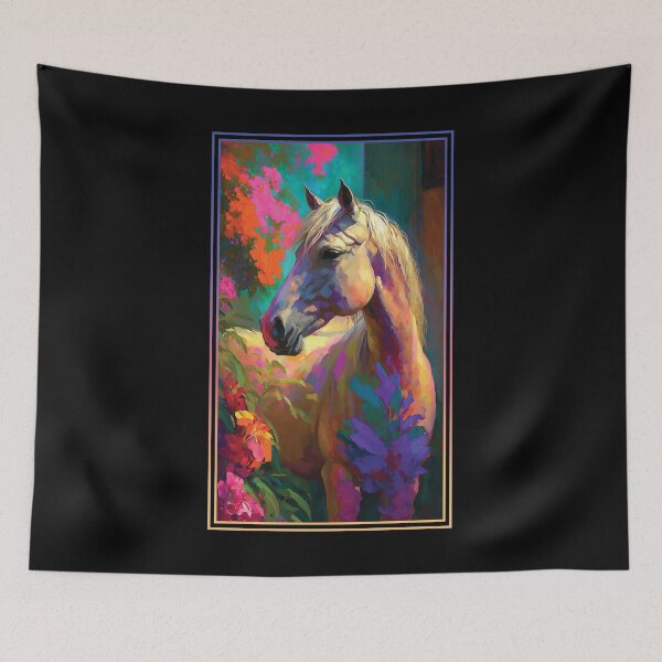 Item preview, Horse Vibrant Tropical Flower Tall Digital Oil Painting Portrait 3 designed and sold by arthouseflunky.