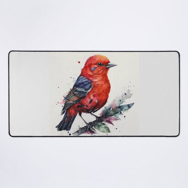 Item preview, Beautiful Scarlet Tanager Bird Watercolour Portrait designed and sold by Adios65.