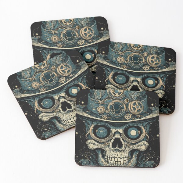 Item preview, Mechanic Whimsical Psychedelic Skull Madhatter Skeleton Art Graphic Design V.35 designed and sold by Pexelpanoramas.