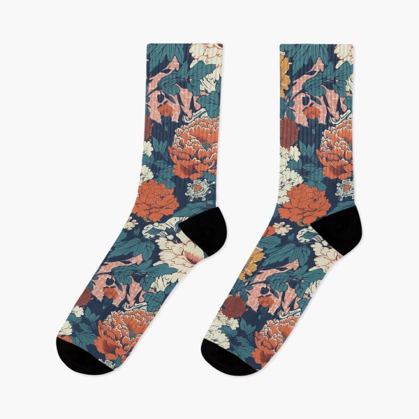 Item preview, Vibrant Meadow: Multicolor Wildflowers with a Touch of Red, Inspired by Hokusai designed and sold by TopArtsy.