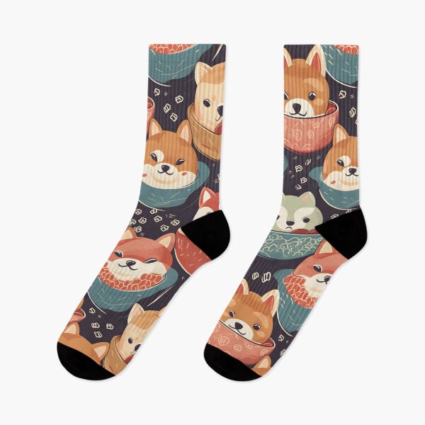 Artikelvorschau, Super Shiba Inu Ramen Soup Muster entworfen und verkauft von FuschDesigns.