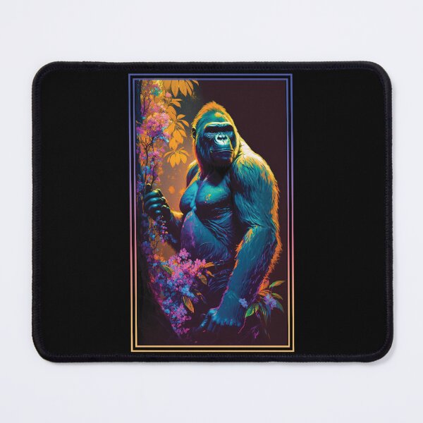 Item preview, Gorilla Vibrant Tropical Flower Tall Digital Oil Painting Portrait designed and sold by arthouseflunky.