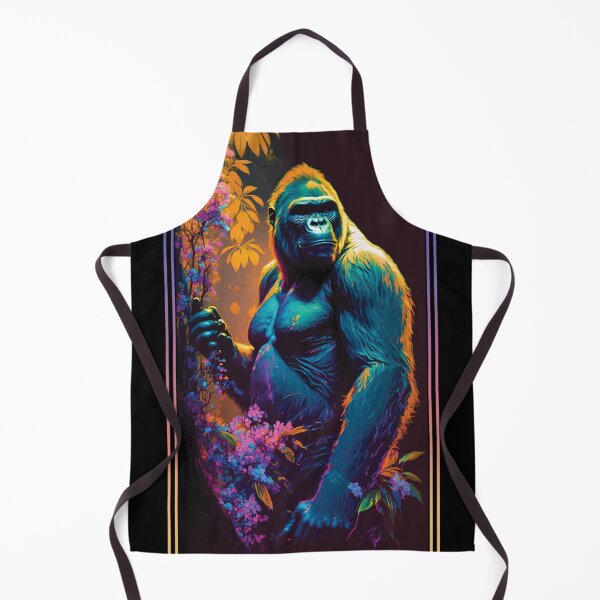 Item preview, Gorilla Vibrant Tropical Flower Tall Digital Oil Painting Portrait designed and sold by arthouseflunky.
