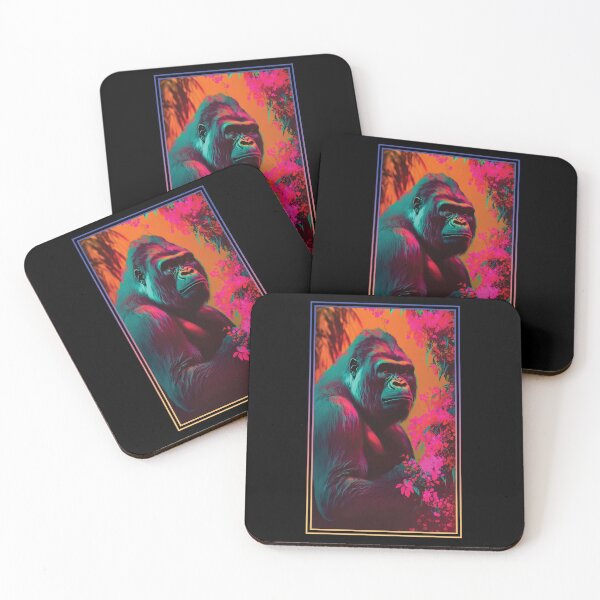 Item preview, Gorilla Vibrant Tropical Flower Tall Digital Oil Painting Portrait 2 designed and sold by arthouseflunky.