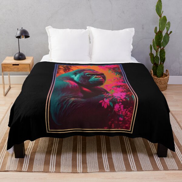 Item preview, Gorilla Vibrant Tropical Flower Tall Digital Oil Painting Portrait 2 designed and sold by arthouseflunky.