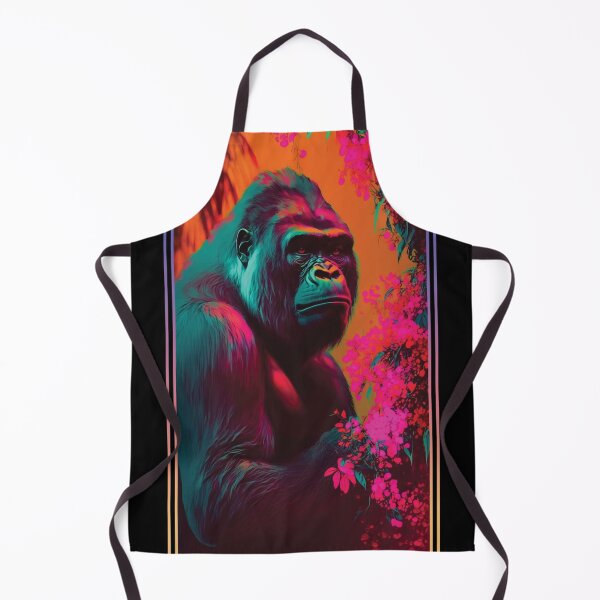 Item preview, Gorilla Vibrant Tropical Flower Tall Digital Oil Painting Portrait 2 designed and sold by arthouseflunky.