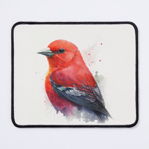 Item preview, Stunning Scarlet Tanager Bird Watercolour Portrait designed and sold by Adios65.