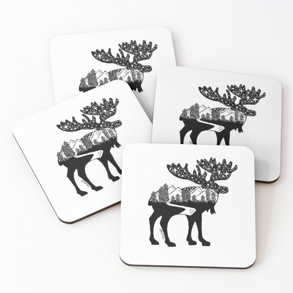 Item preview, Moose and mountains designed and sold by AnythingButBland Art.