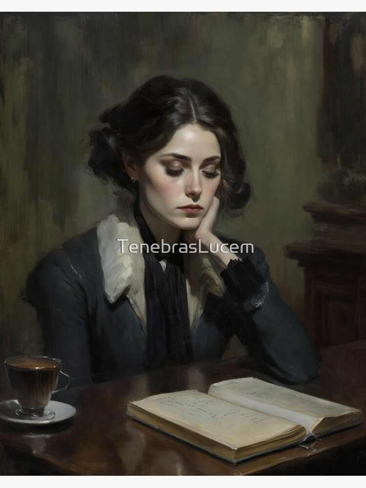 Woman with a Book Dark Academia Aesthetic Art Art Board Print