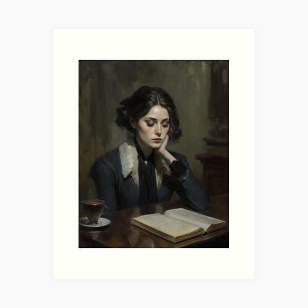 Item preview, Woman with a Book - Dark Academia Aesthetic Art  designed and sold by TenebrasLucem.