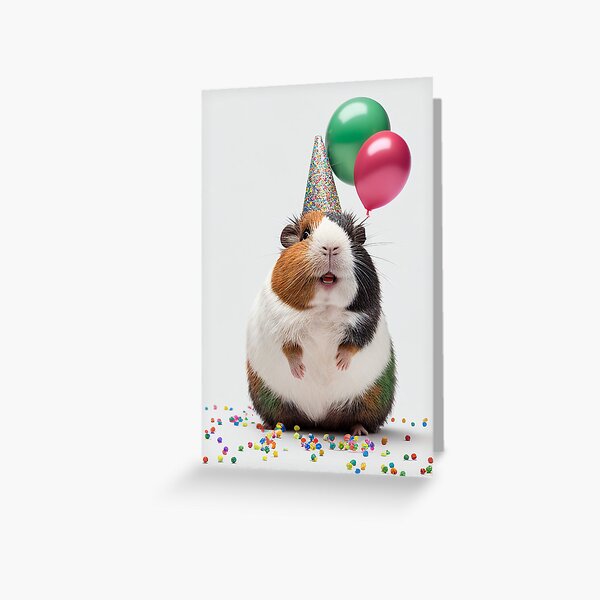 Guinea pig with Party Hat Greeting Card