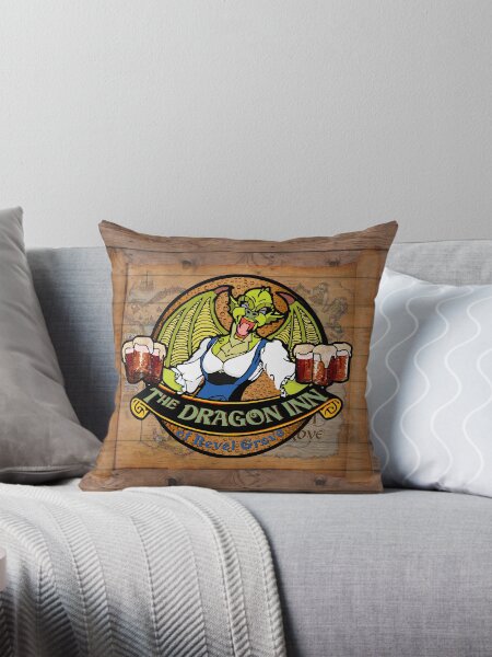 Item preview, Dragon Inn 2005 Throw Pillow designed and sold by Art Off the Wood.