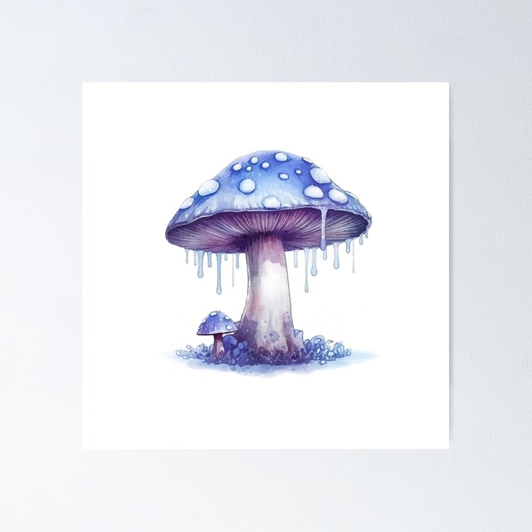 Blue magic mushroom, mushroom watercolor Canvas Print for Sale by  AmandaGreenwood