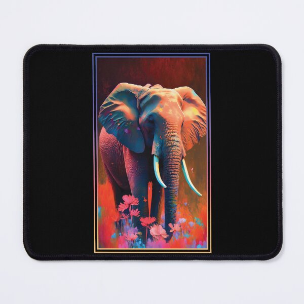 Item preview, Elephant Vibrant Tropical Flower Tall Digital Oil Painting Portrait 3 designed and sold by arthouseflunky.