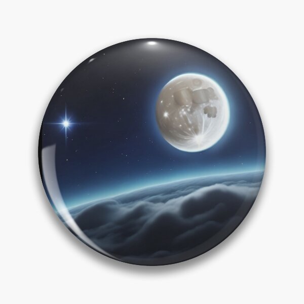 Item preview, Bright Moon Centred in Fluffy Clouds with a Bright North Star to the Left designed and sold by ShardSpace.