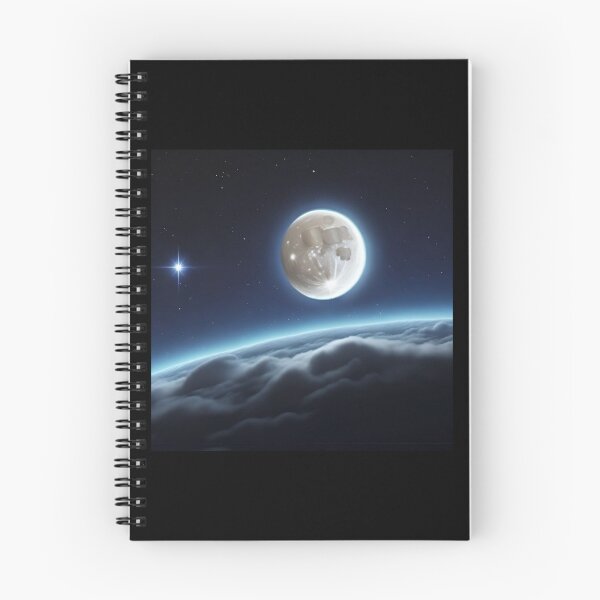 Item preview, Bright Moon Centred in Fluffy Clouds with a Bright North Star to the Left designed and sold by ShardSpace.