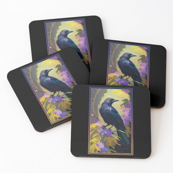 Item preview, Crow Vibrant Tropical Flower Tall Digital Oil Painting Portrait  designed and sold by arthouseflunky.