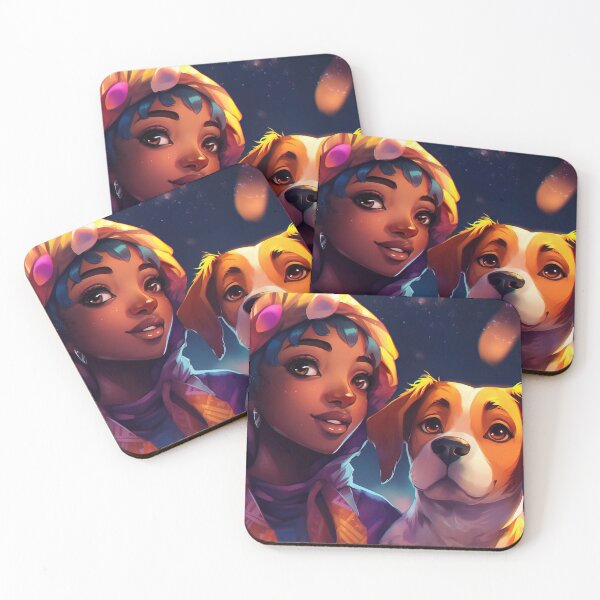 Item preview, African Girl with Her Gold-Brown Dog designed and sold by AngelAndAnimal.