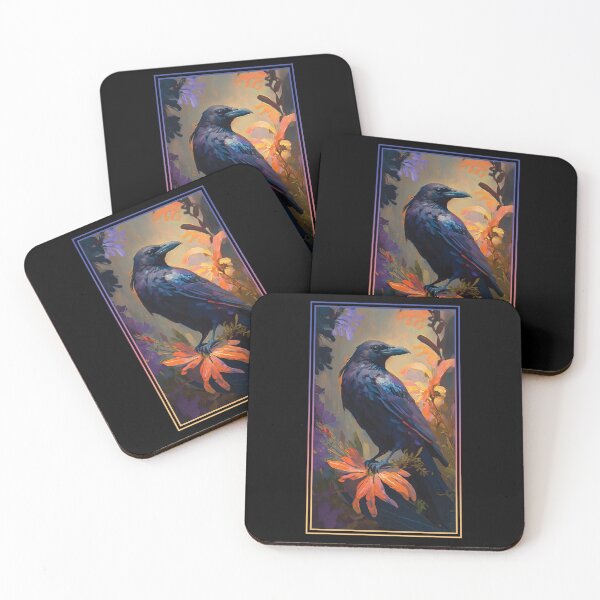 Item preview, Crow Vibrant Tropical Flower Tall Digital Oil Painting Portrait 2 designed and sold by arthouseflunky.