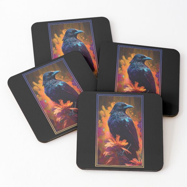 Item preview, Crow Vibrant Tropical Flower Tall Digital Oil Painting Portrait 3 designed and sold by arthouseflunky.