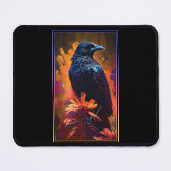 Item preview, Crow Vibrant Tropical Flower Tall Digital Oil Painting Portrait 3 designed and sold by arthouseflunky.