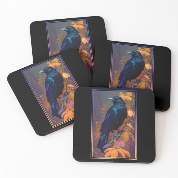Item preview, Crow Vibrant Tropical Flower Tall Digital Oil Painting Portrait 4 designed and sold by arthouseflunky.