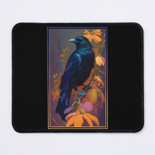 Item preview, Crow Vibrant Tropical Flower Tall Digital Oil Painting Portrait 4 designed and sold by arthouseflunky.