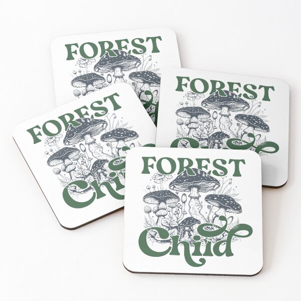 Item preview, Forest child, wild and free, foraging, mushrooms, toadstools, retro font designed and sold by AmandaGreenwood.