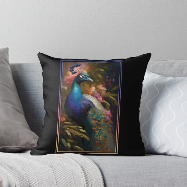 Item preview, Peacock Vibrant Tropical Flower Tall Digital Oil Painting Portrait designed and sold by arthouseflunky.