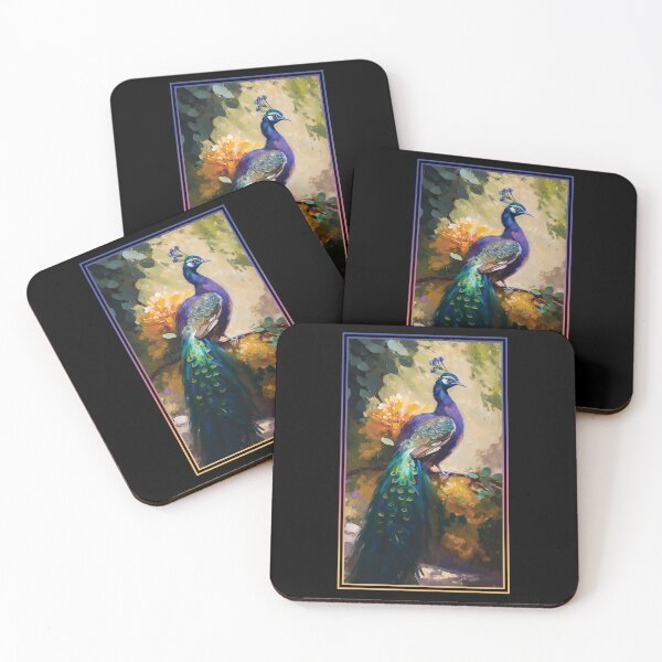 Item preview, Peacock Vibrant Tropical Flower Tall Digital Oil Painting Portrait 2 designed and sold by arthouseflunky.