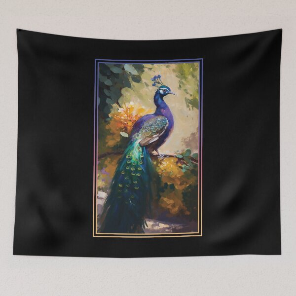 Item preview, Peacock Vibrant Tropical Flower Tall Digital Oil Painting Portrait 2 designed and sold by arthouseflunky.
