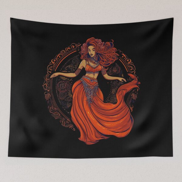 Item preview, Fiery Fusion: Stunning Belly Dancer with Red Hair designed and sold by CuriousNoemi.